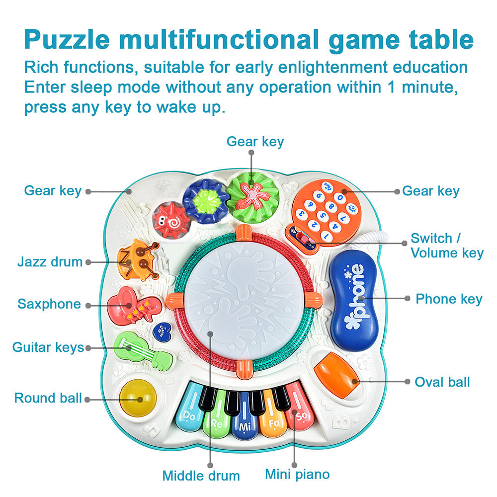 CEMIRK Baby Musical Toys Activity Center – Engaging Learning Table with Lights, Songs, Numbers, Letters & Colors – Safe ABS Plastic – 2 Volume Levels – For 6 9 12 18 Months Infant Toddler – 11.8 x 11