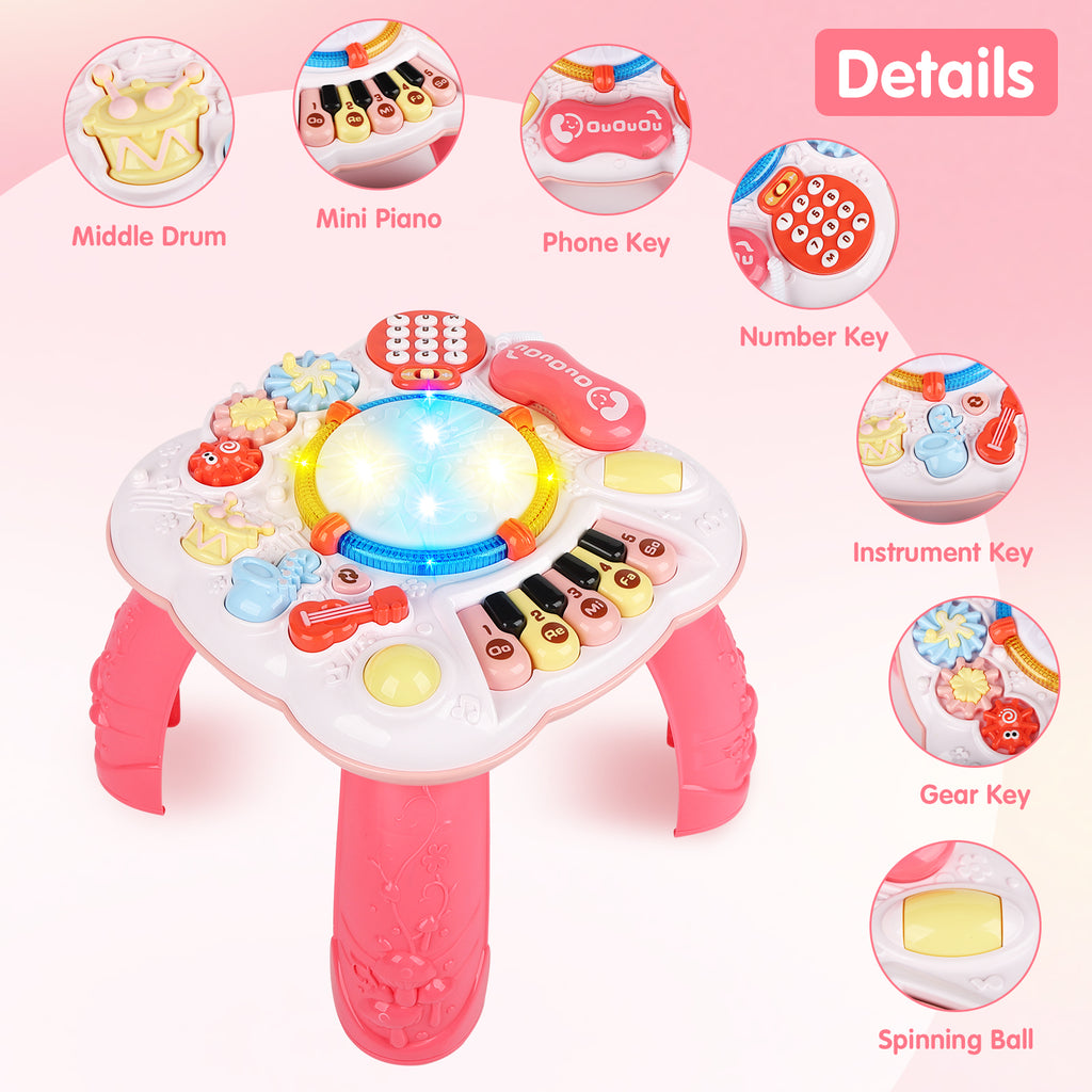 CEMIRK Baby Activity Table,Toddler Musical Learning Table,Educational Learning Toy for Baby 6 to 12 Months 1 2 3 Years Old Boys and Girls