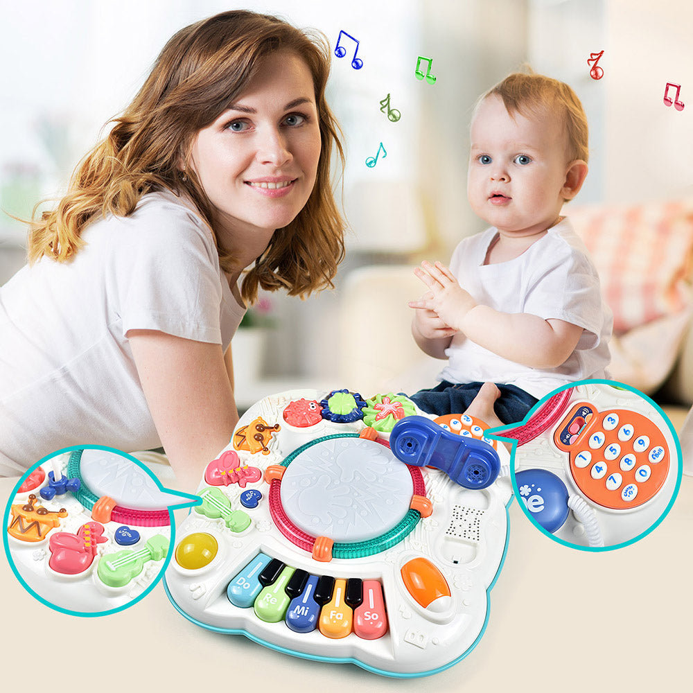 CEMIRK Baby Musical Toys Activity Center – Engaging Learning Table with Lights, Songs, Numbers, Letters & Colors – Safe ABS Plastic – 2 Volume Levels – For 6 9 12 18 Months Infant Toddler – 11.8 x 11