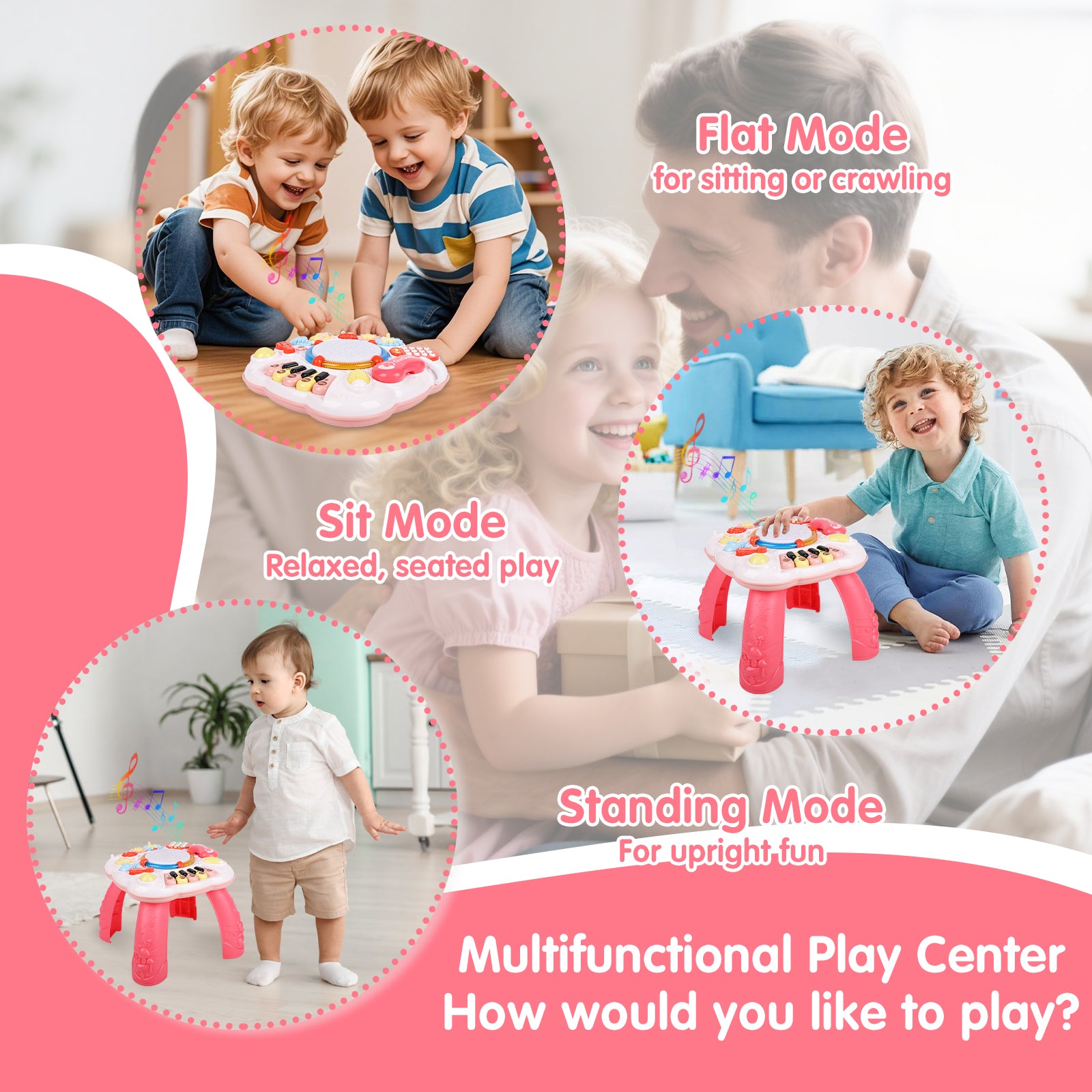 CEMIRK Baby Activity Table,Toddler Musical Learning Table,Educational Learning Toy for Baby 6 to 12 Months 1 2 3 Years Old Boys and Girls