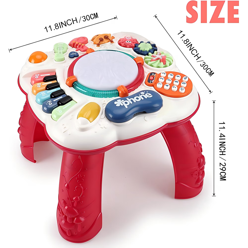 CEMIRK Baby Activity Table,Toddler Musical Learning Table,Educational Learning Toy for Baby 6 to 12 Months 1 2 3 Years Old Boys and Girls(red)