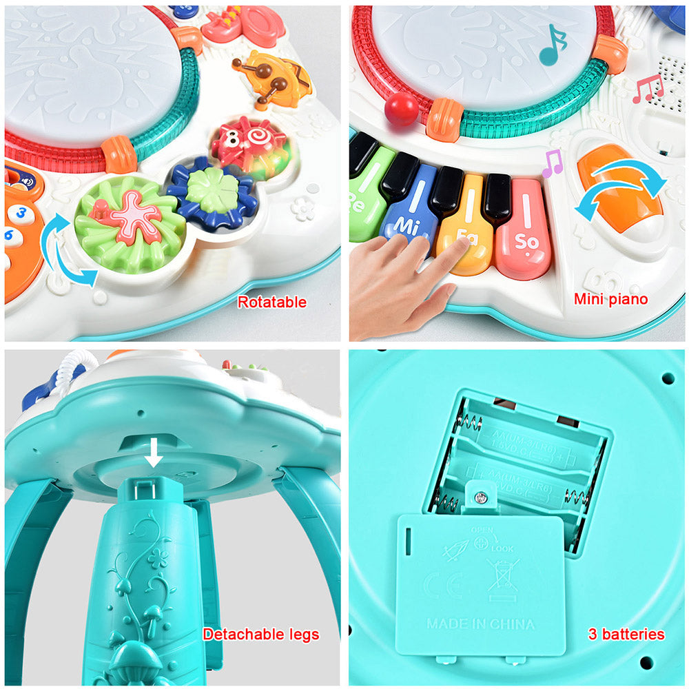 CEMIRK Baby Musical Toys Activity Center – Engaging Learning Table with Lights, Songs, Numbers, Letters & Colors – Safe ABS Plastic – 2 Volume Levels – For 6 9 12 18 Months Infant Toddler – 11.8 x 11