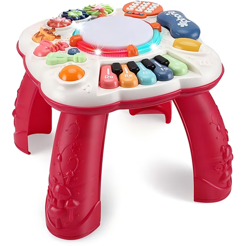 CEMIRK Baby Activity Table,Toddler Musical Learning Table,Educational Learning Toy for Baby 6 to 12 Months 1 2 3 Years Old Boys and Girls(red)